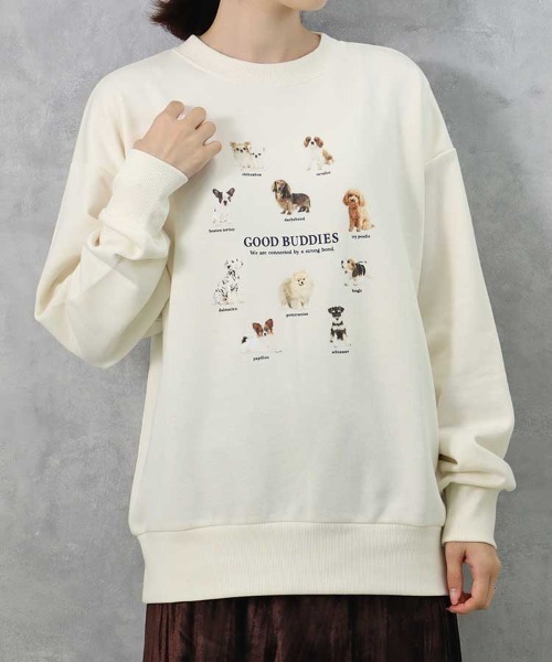Bleu Bleuet（ブルーブルーエ）の「le petale GOOD BUDDIES DOGスウェット（スウェット・レディース・グレー/アイボリー・FREE）」の20枚目の写真