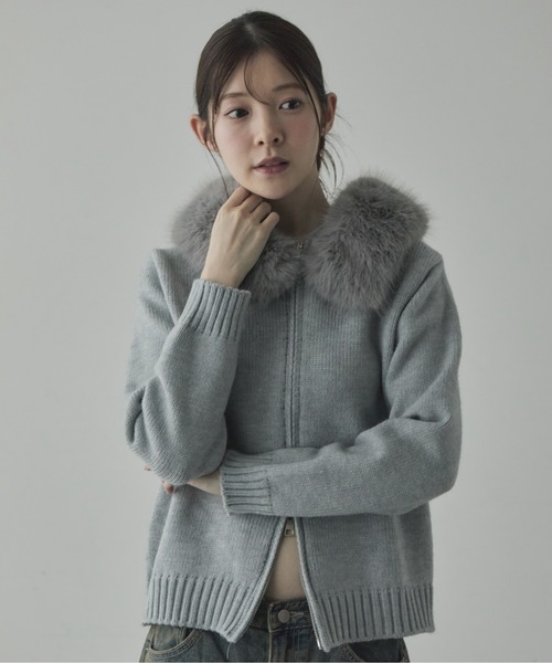 N♡プロフ必読◆リナシメント◆カシミヤ混ウール！グレー”パーカーニット 15th Anniversary】カシミヤ混フードニットプルオーバー | Whim
