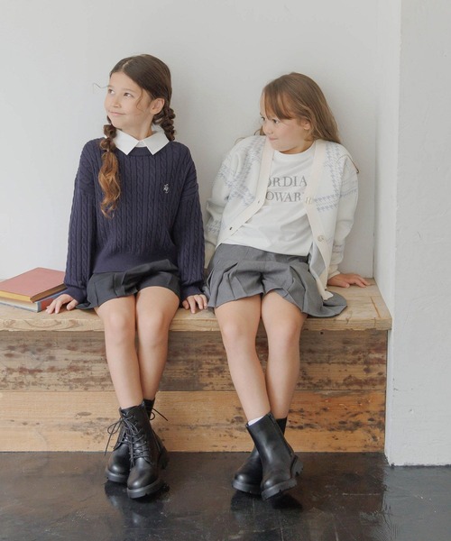 GLOBAL WORK（グローバルワーク）の「メルティ襟付きケーブルプルオーバー/593433（ニット/セーター・キッズ・グレー/ネイビー・140cm/130cm/150cm/160cm）」の11枚目の写真