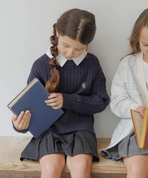 GLOBAL WORK（グローバルワーク）の「メルティ襟付きケーブルプルオーバー/593433（ニット/セーター・キッズ・グレー/ネイビー・140cm/130cm/150cm/160cm）」の14枚目の写真