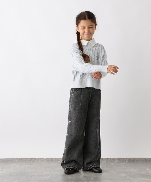 GLOBAL WORK（グローバルワーク）の「メルティ襟付きケーブルプルオーバー/593433（ニット/セーター・キッズ・グレー/ネイビー・140cm/130cm/150cm/160cm）」の16枚目の写真