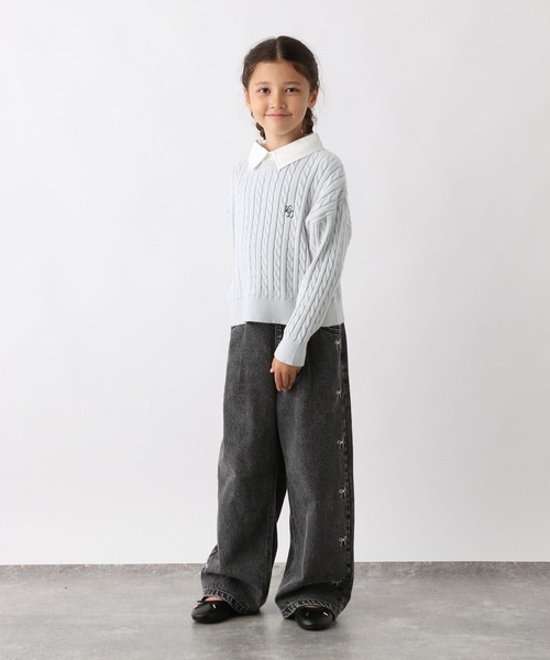 GLOBAL WORK（グローバルワーク）の「メルティ襟付きケーブルプルオーバー/593433（ニット/セーター・キッズ・グレー/ネイビー・140cm/130cm/150cm/160cm）」の17枚目の写真