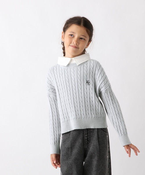 GLOBAL WORK（グローバルワーク）の「メルティ襟付きケーブルプルオーバー/593433（ニット/セーター・キッズ・グレー/ネイビー・140cm/130cm/150cm/160cm）」の18枚目の写真