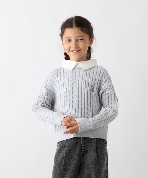 GLOBAL WORK（グローバルワーク）の「メルティ襟付きケーブルプルオーバー/593433（ニット/セーター・キッズ・グレー/ネイビー・140cm/130cm/150cm/160cm）」の19枚目の写真