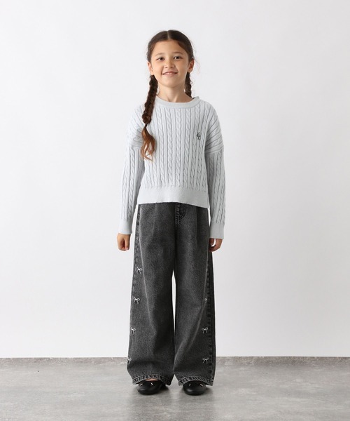 GLOBAL WORK（グローバルワーク）の「メルティ襟付きケーブルプルオーバー/593433（ニット/セーター・キッズ・グレー/ネイビー・140cm/130cm/150cm/160cm）」の21枚目の写真