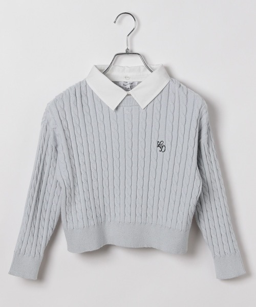 GLOBAL WORK（グローバルワーク）の「メルティ襟付きケーブルプルオーバー/593433（ニット/セーター・キッズ・グレー/ネイビー・140cm/130cm/150cm/160cm）」の22枚目の写真