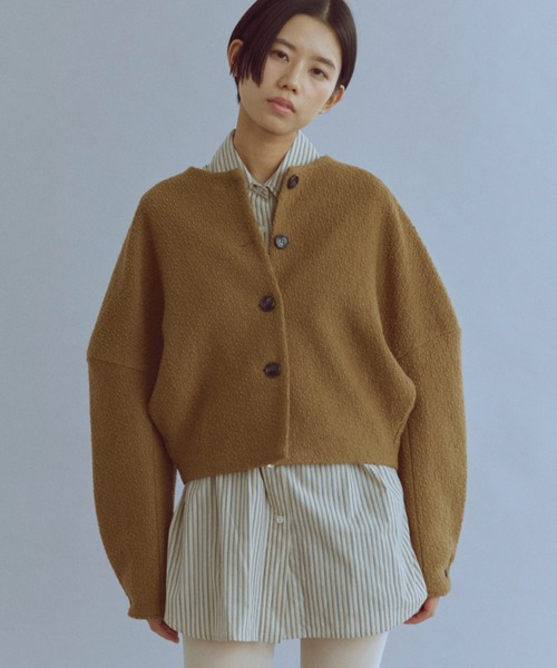 EN NEUME(エンノイム)の「【Set Up】Boucle Cocoon Wool Jacket(ノーカラージャケット・レディース・ベージュ/ブラウン/アイボリー・FREE)」の3枚目の写真