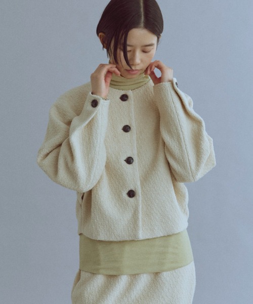 EN NEUME(エンノイム)の「【Set Up】Boucle Cocoon Wool Jacket(ノーカラージャケット・レディース・ベージュ/ブラウン/アイボリー・FREE)」の1枚目の写真