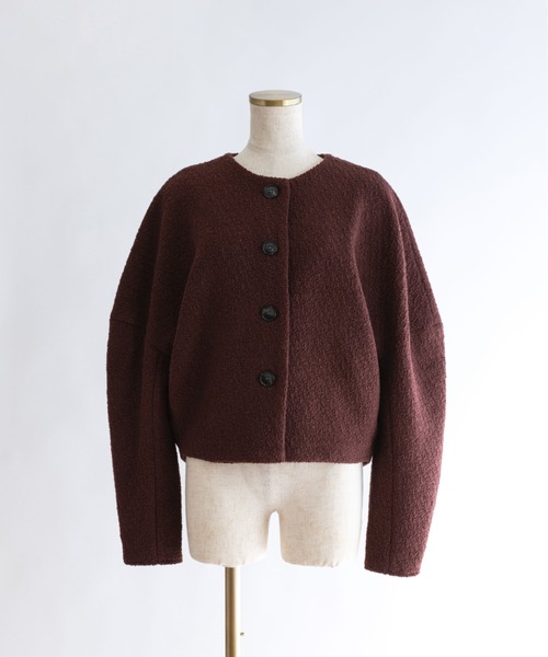 EN NEUME(エンノイム)の「【Set Up】Boucle Cocoon Wool Jacket(ノーカラージャケット・レディース・ベージュ/ブラウン/アイボリー・FREE)」の5枚目の写真