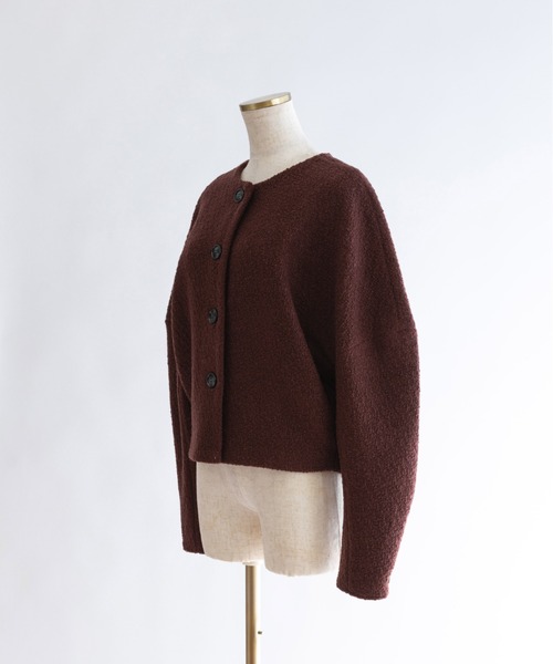 EN NEUME(エンノイム)の「【Set Up】Boucle Cocoon Wool Jacket(ノーカラージャケット・レディース・ベージュ/ブラウン/アイボリー・FREE)」の6枚目の写真