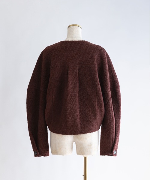 EN NEUME(エンノイム)の「【Set Up】Boucle Cocoon Wool Jacket(ノーカラージャケット・レディース・ベージュ/ブラウン/アイボリー・FREE)」の8枚目の写真