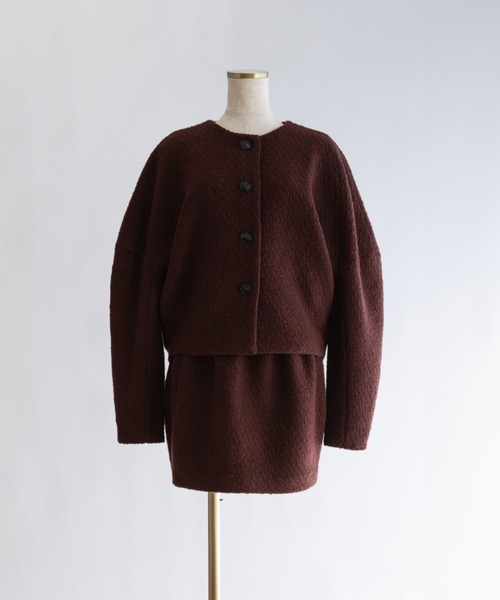 EN NEUME(エンノイム)の「【Set Up】Boucle Cocoon Wool Jacket(ノーカラージャケット・レディース・ベージュ/ブラウン/アイボリー・FREE)」の9枚目の写真