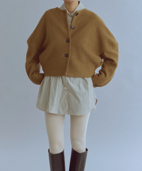 EN NEUME(エンノイム)の「【Set Up】Boucle Cocoon Wool Jacket(ノーカラージャケット・レディース・ベージュ/ブラウン/アイボリー・FREE)」の18枚目の写真