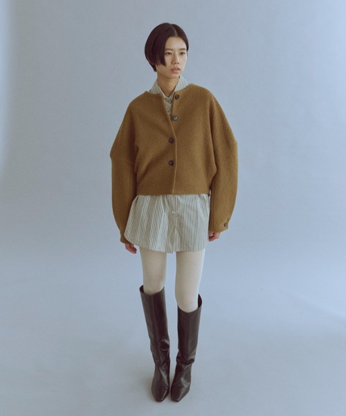 EN NEUME(エンノイム)の「【Set Up】Boucle Cocoon Wool Jacket(ノーカラージャケット・レディース・ベージュ/ブラウン/アイボリー・FREE)」の19枚目の写真