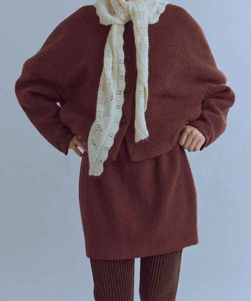 EN NEUME(エンノイム)の「【Set Up】Boucle Cocoon Wool Jacket(ノーカラージャケット・レディース・ベージュ/ブラウン/アイボリー・FREE)」の22枚目の写真