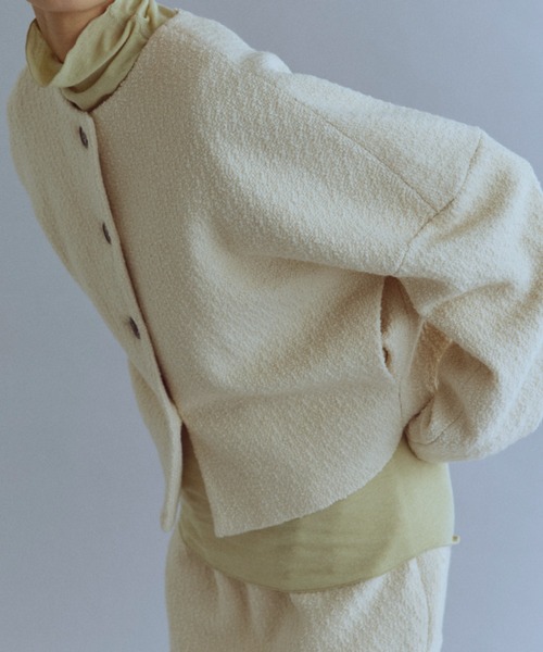 EN NEUME(エンノイム)の「【Set Up】Boucle Cocoon Wool Jacket(ノーカラージャケット・レディース・ベージュ/ブラウン/アイボリー・FREE)」の15枚目の写真