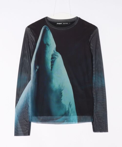 Desigual(デシグアル)の「【Desigual×BOTTER】オーシャンプリントシアーTシャツ(Tシャツ/カットソー・レディース・ブラック・S/M/L/XL)」の5枚目の写真