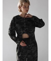 CAMOUFLAGE FRONT CURVE LONG SLEEVE TOPS
