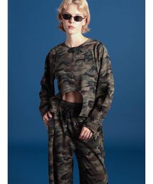CAMOUFLAGE FRONT CURVE LONG SLEEVE TOPS