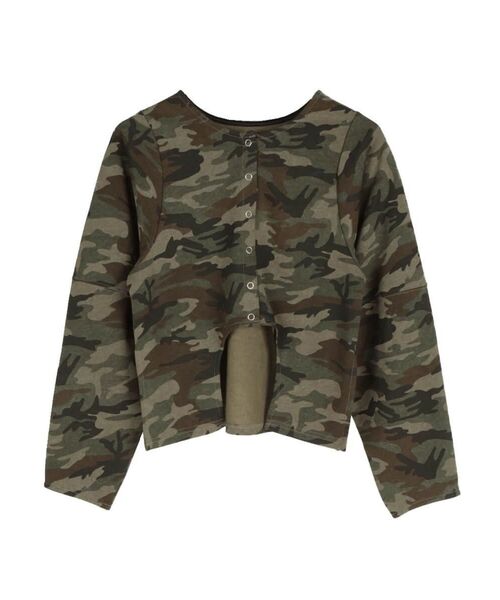 :ETHROF(イーサオブ)の「CAMOUFLAGE FRONT CURVE LONG SLEEVE TOPS(Tシャツ/カットソー・レディース・カーキ/グレー・FREE)」の4枚目の写真