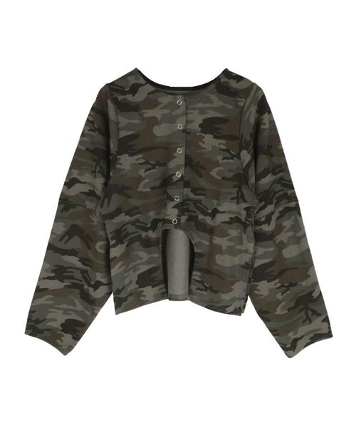 :ETHROF(イーサオブ)の「CAMOUFLAGE FRONT CURVE LONG SLEEVE TOPS(Tシャツ/カットソー・レディース・カーキ/グレー・FREE)」の5枚目の写真