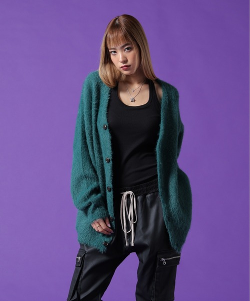 DANKE SCHON(ダンケシェーン)の「【WEB&DEPOT限定】DankeSchon/ダンケシェーン/SHAGGY CARDIGAN(カーディガン/ボレロ・レディース・ブラック/ホワイト/モスグリーン・L/XL/M)」の1枚目の写真
