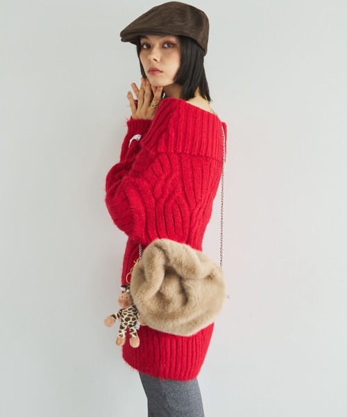 MIRROR STOKE（ミラーストーク）の「【ZOZO限定】FUR ROUND BAG/ファーラウンドバッグ（チェーン付）（ショルダーバッグ・レディース・ベージュ/グリーン・FREE）」の15枚目の写真