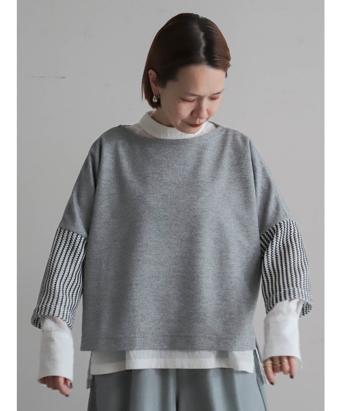 FIL DE FER（フィルデフェール）の「テクスチャード小紋　スタンドネックブラウス（シャツ/ブラウス・レディース・ホワイト/ブラック・FREE）」の19枚目の写真