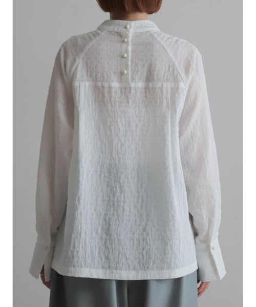 FIL DE FER（フィルデフェール）の「テクスチャード小紋　スタンドネックブラウス（シャツ/ブラウス・レディース・ホワイト/ブラック・FREE）」の16枚目の写真