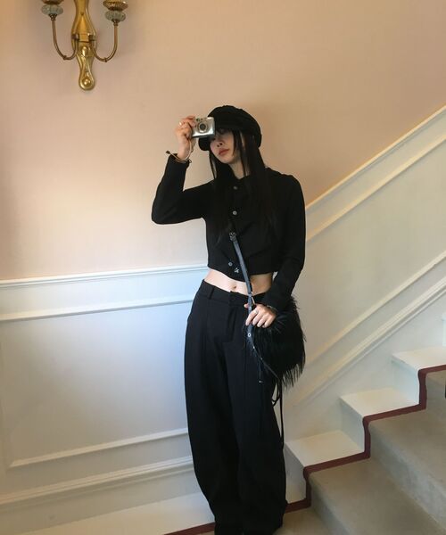 SLEEKGLOW（スリック グロウ）の「スモールロゴサイドボタンシャーリングフードトップ[ブラック]（パーカー・レディース・その他・FREE）」の11枚目の写真