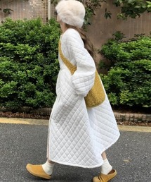 ダイヤ柄バルーンスリーブロングワンピース
