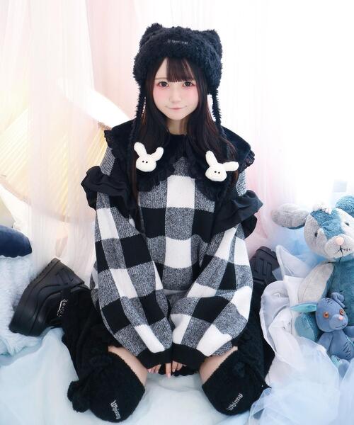 Whinny（ホワイニー）の「Whinny/ふんわりふわふわウィンター（ニット/セーター・レディース・グレー/ブラック/サックスブルー・FREE）」の2枚目の写真