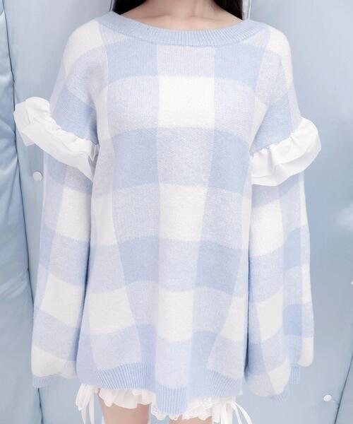 Whinny（ホワイニー）の「Whinny/ふんわりふわふわウィンター（ニット/セーター・レディース・グレー/ブラック/サックスブルー・FREE）」の4枚目の写真