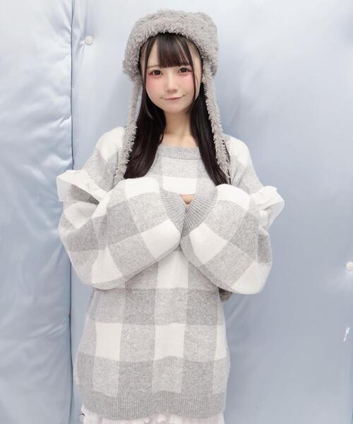 Whinny（ホワイニー）の「Whinny/ふんわりふわふわウィンター（ニット/セーター・レディース・グレー/ブラック/サックスブルー・FREE）」の7枚目の写真