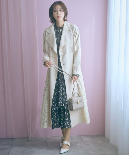 marun（マルン）の「＜大きいサイズ＞楊柳フラワープリントプリーツ重ねワンピース marun（ワンピース・レディース・ベージュ/ブラック・4L/3L/LL/L/5L）」の22枚目の写真