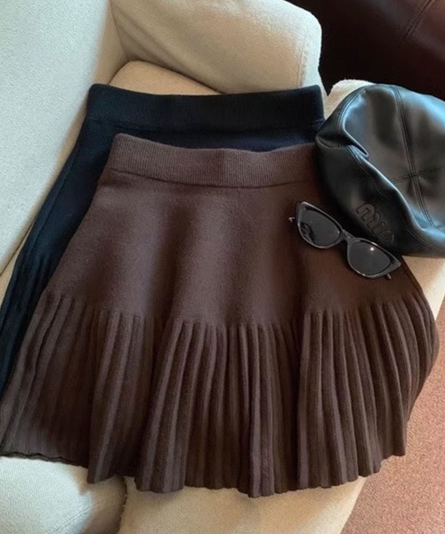 SPIGA（スピーガ）の「ﾆｯﾄﾌﾟﾘｰﾂﾐﾆｽｶｰﾄ（スカート・レディース・グレー/オフホワイト/ブラウン/ブラック・FREE）」の4枚目の写真