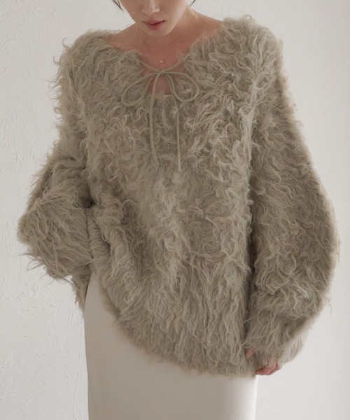 前後2WAYフロントリボンシャギーニット（ニット/セーター）｜raffime