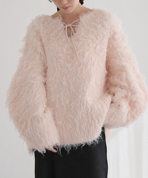 専用　raffime ラフィミー 前後2WAY リボンシャギーニット 前後2WAYフロントリボンシャギーニット（ニット/セーター）｜raffime