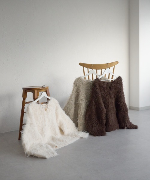 raffime（ラフィミー）の「前後2WAYフロントリボンシャギーニット