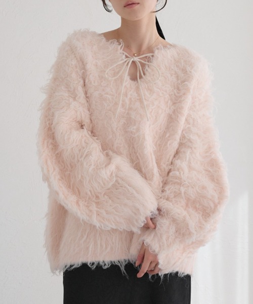 専用　raffime ラフィミー 前後2WAY リボンシャギーニット 前後2WAYフロントリボンシャギーニット（ニット/セーター）｜raffime