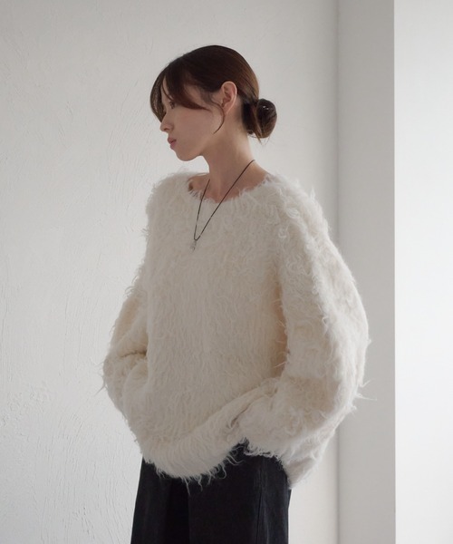 前後2WAYフロントリボンシャギーニット（ニット/セーター）｜raffime