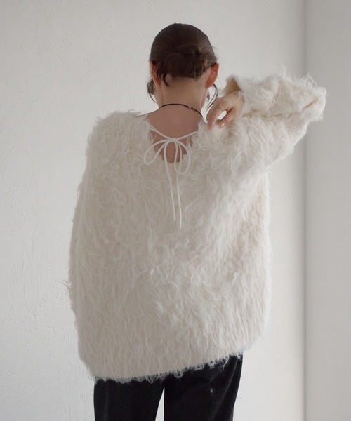 raffime　前後２WAYフロントリボンシャギーニット 前後2WAYフロントリボンシャギーニット（ニット/セーター）｜raffime