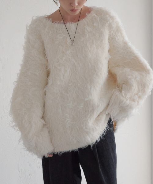 前後2WAYフロントリボンシャギーニット（ニット/セーター）｜raffime