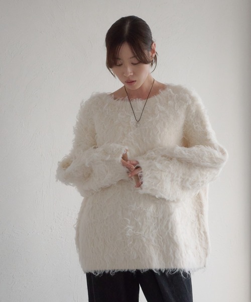 前後2WAYフロントリボンシャギーニット（ニット/セーター）｜raffime