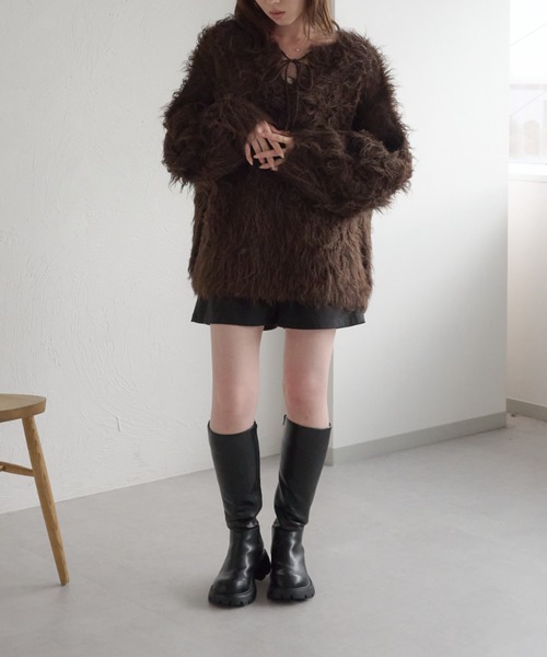 前後2WAYフロントリボンシャギーニット（ニット/セーター）｜raffime