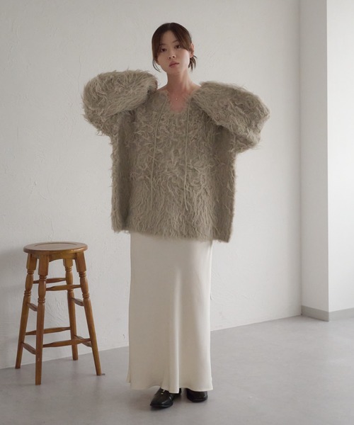 前後2WAYフロントリボンシャギーニット（ニット/セーター）｜raffime