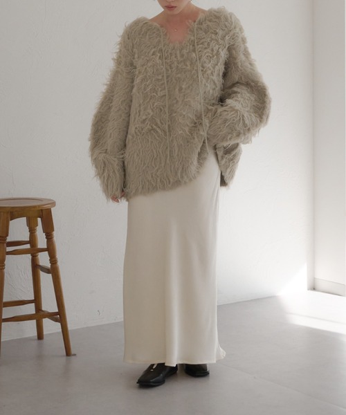 前後2WAYフロントリボンシャギーニット（ニット/セーター）｜raffime