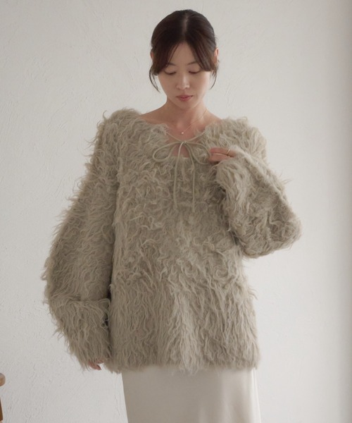 raffime（ラフィミー）の「前後2WAYフロントリボンシャギーニット