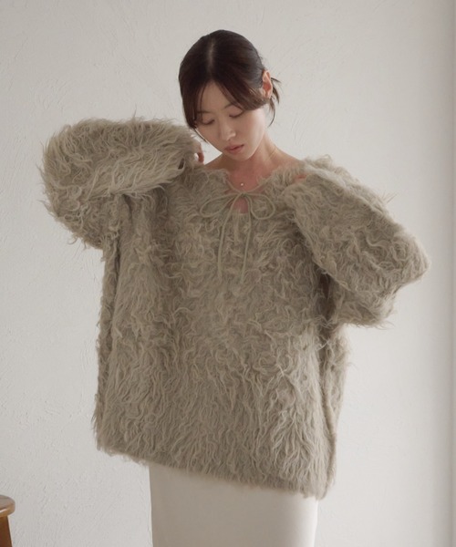 raffime（ラフィミー）の「前後2WAYフロントリボンシャギーニット