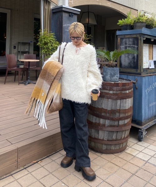 raffime（ラフィミー）の「前後2WAYフロントリボンシャギーニット